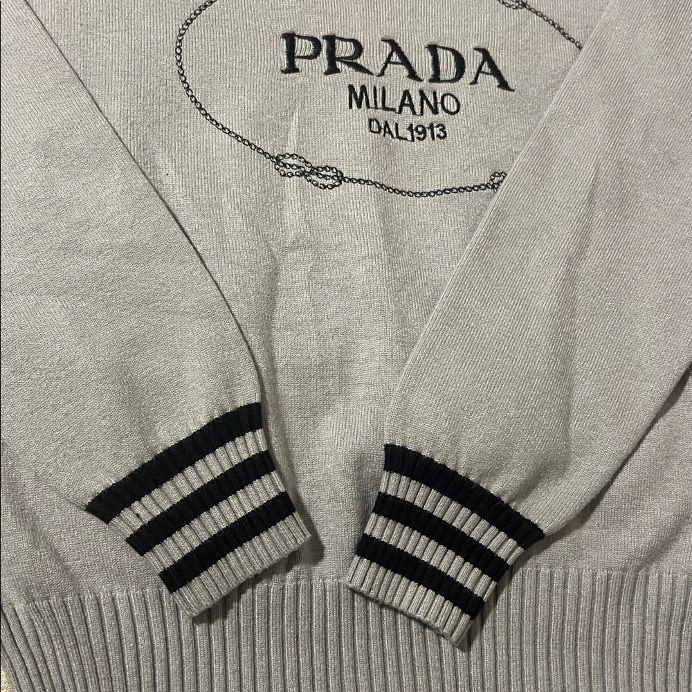 Prada Milano Dal 1913- Light Gray Crewneck Sweater-XL - Picture 4 of 5